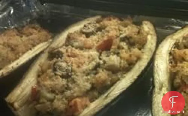 Melanzane ripiene con gamberi e Basilico