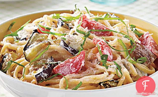 Spaghetti con Melanzane, Ricotta e Pomodori