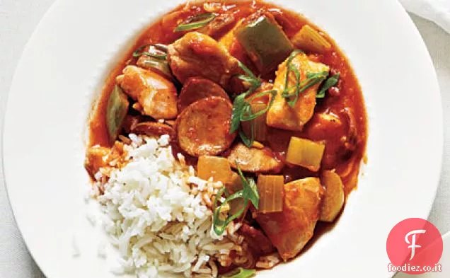 Stufato di pollo e salsiccia