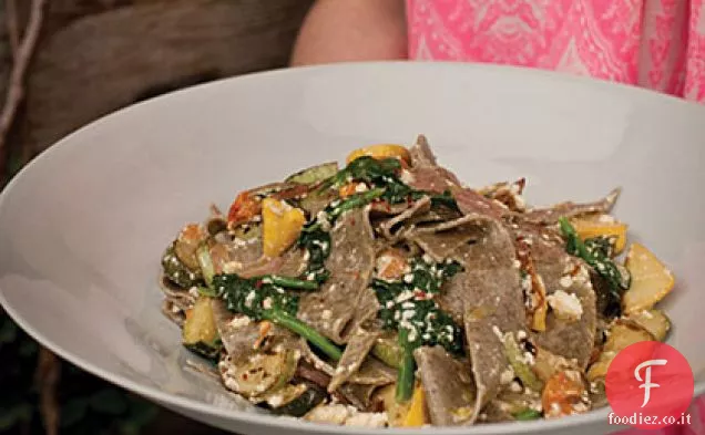 Pasta di Grano Saraceno con Zucca estiva, Pomodori e Ricotta
