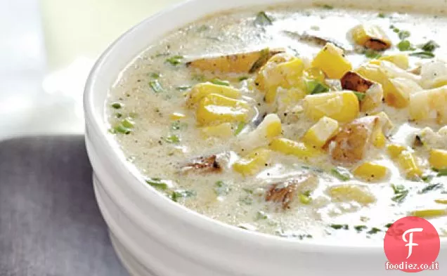 Zuppa di mais e patate alla griglia