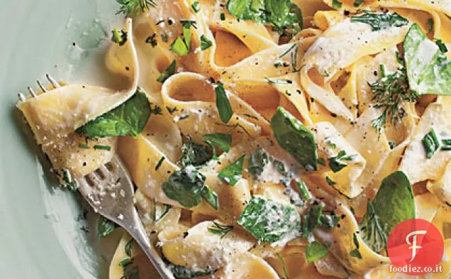 Pappardelle con Spinaci, Erbe Aromatiche e Ricotta