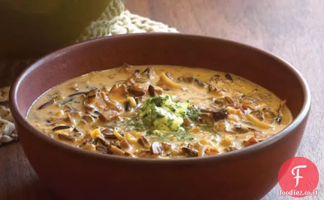 Riso selvatico e zuppa di funghi