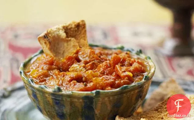 Chutney di pomodoro con patatine pita al forno