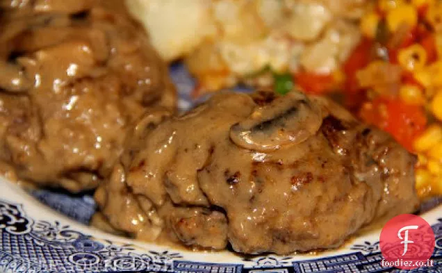 Bistecca di Salisbury con sugo di funghi