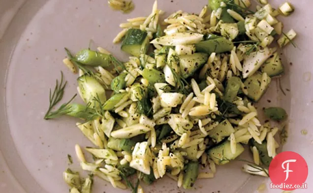 Insalata di Orzo, fagiolini e finocchi con pesto di Aneto