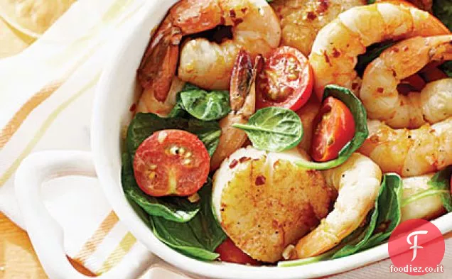 Gamberi alla griglia e capesante
