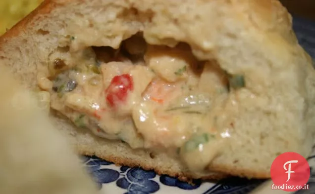 Pistolette ripiene di gamberetti al forno