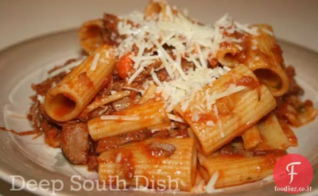Avanzi di Petto Ragù con Rigatoni