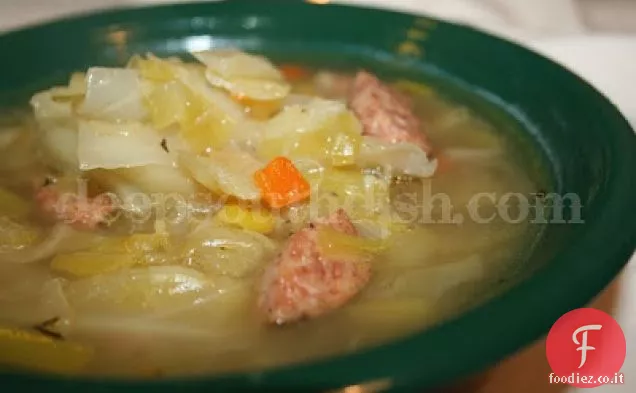 Zuppa di porri e cavoli con salsiccia di Andouille