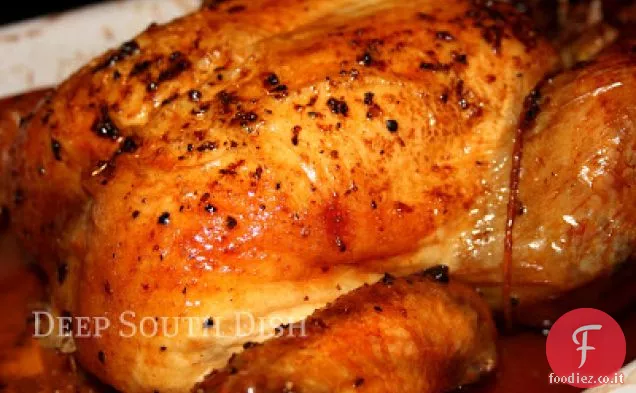 Pollo arrosto al forno o tacchino con salsa burrosa