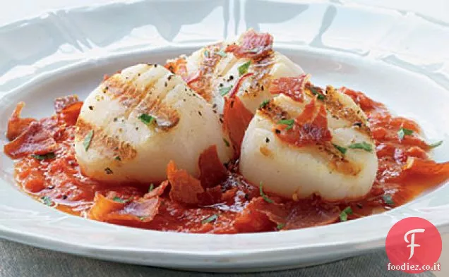 Capesante scottate con pezzetti di Prosciutto