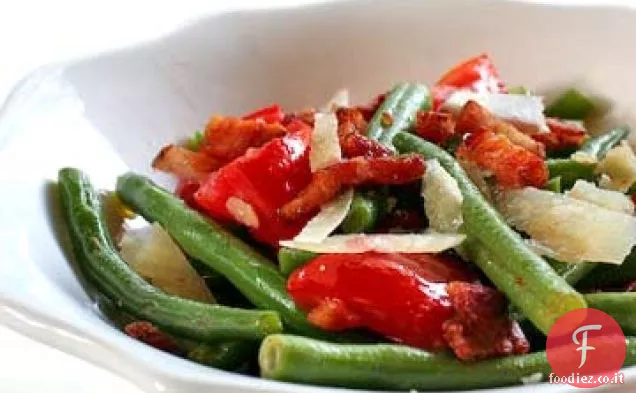 Insalata calda di fagioli verdi e pancetta