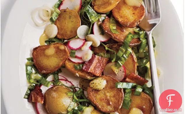 Insalata di patate calda con rampe e pancetta