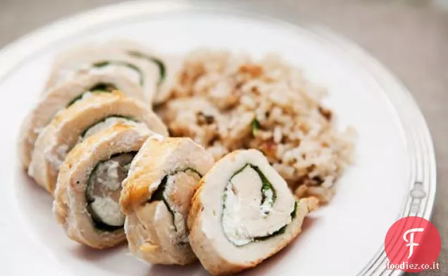 Pollo con formaggio di capra e rucola