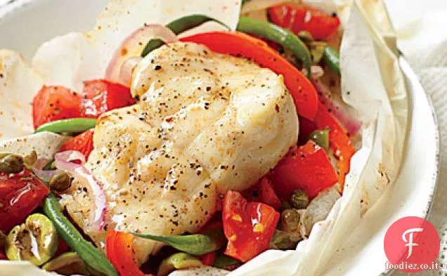 Pergamena - Pesce al forno e pomodori
