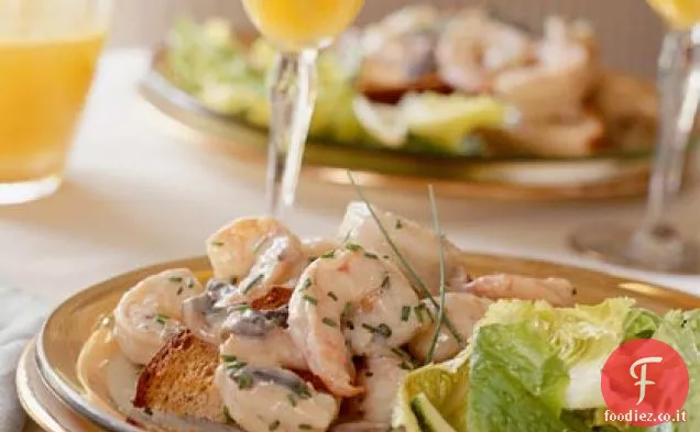 Gamberetti Newburg su punti Toast