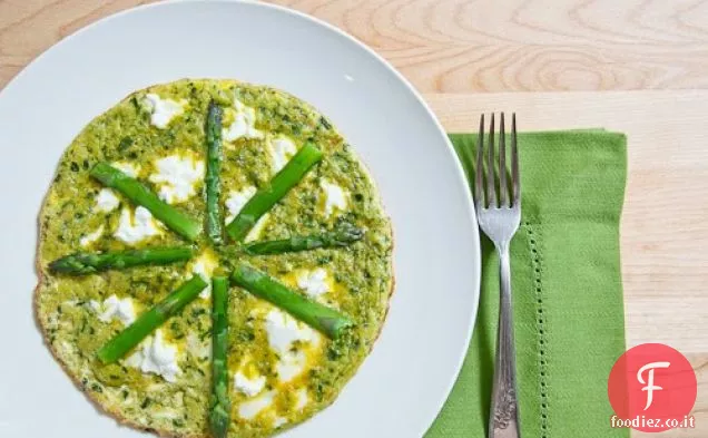Frittata al Pesto di rampa con Asparagi e Formaggio di Capra