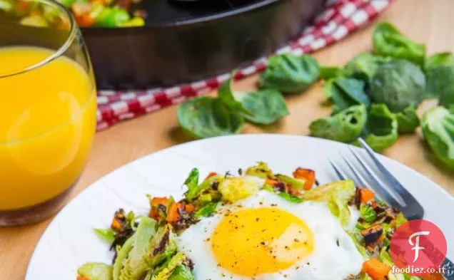Brussels Germoglio Hash con patate dolci e pancetta