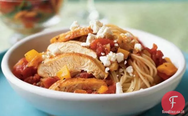 Pollo greco con pasta di capelli d'angelo