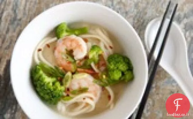Zuppa di Miso con gamberetti e broccoli