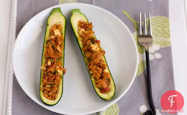 Zucchine ripiene mediterranee al formaggio