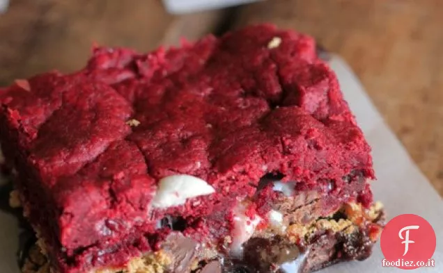 Brownie Red Velvet Gooey S'mores Bars