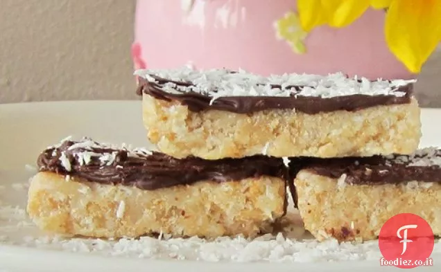 Barrette croccanti al cocco immerse nel cioccolato (senza marshmallow)