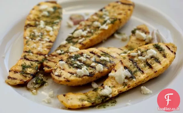 Zucca gialla alla griglia con vinaigrette di aneto fresco e Feta