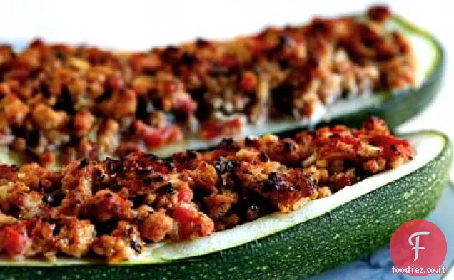 Zucchine ripiene con salsiccia di tacchino