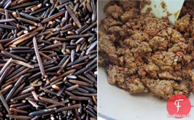 Riso selvatico e lenticchie piccanti Zucca ghianda ripiena