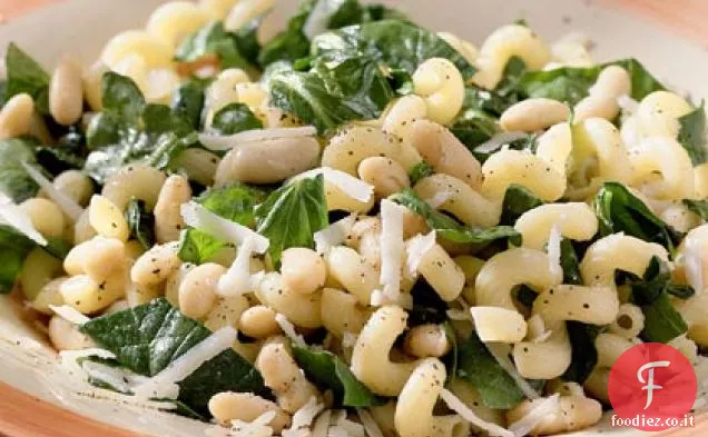 Cavatappi con Spinaci, Fagioli e Formaggio Asiago