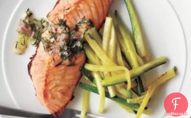 Salmone e Zucchine con Scalogno Vinaigrette