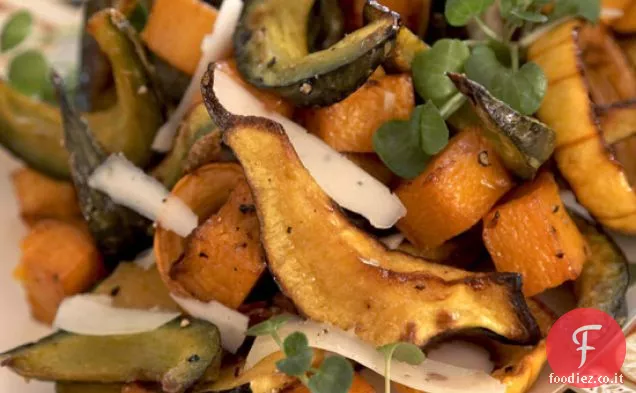 Zucca arrosto con sciroppo d'acero e crema di salvia