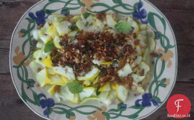 Zucca Saltata con Cappero-basilico Pangritata