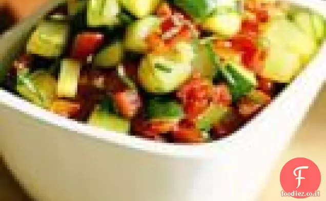 Zucchine con Peperoni Rossi Arrostiti ed Erba Cipollina