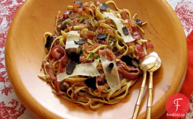 Fettuccine di fegato di pollo con Tartufo e grani di pepe rosa
