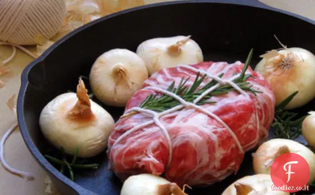 Pancetta avvolto arrosto lombo di maiale Chop