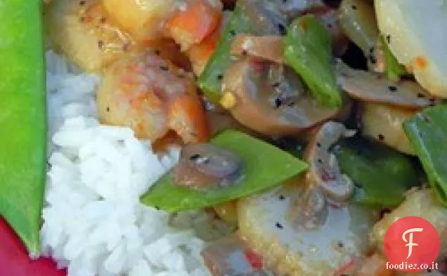 Gamberetti da asporto cinesi con aglio