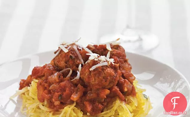 Polpette senza carne sopra Herbed Spaghetti Squash