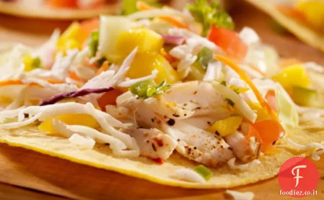 Tacos di pesce gatto in padella con salsa di mango