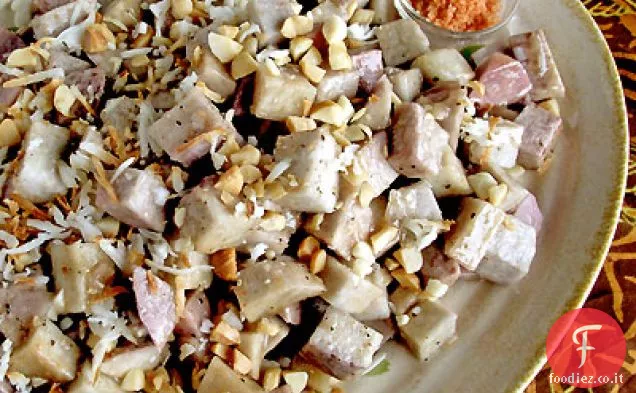 Taro al cocco con noci di Macadamia