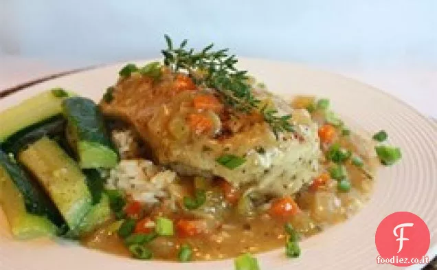 Petti di pollo brasati in gustoso ragù Mirepoix