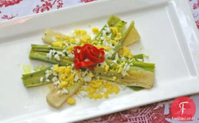 Porri refrigerati in Vinaigrette con Uova Mimosa