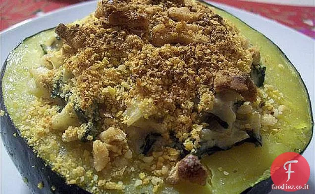 Zucca ripiena di pasta e spinaci