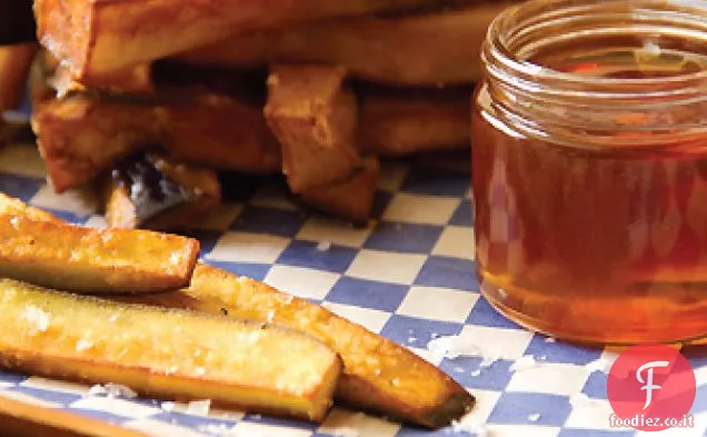 Patatine fritte di melanzane con miele e sale marino