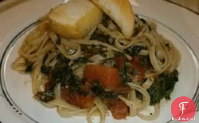 Pasta al pomodoro e spinaci al forno