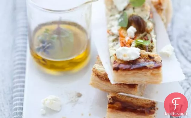 Couscous di riso integrale, formaggio di capra e fiori di zucca Shiitake