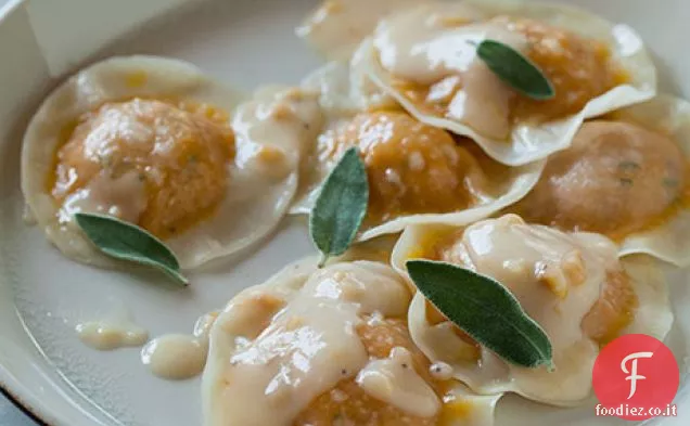 Ravioli Kabocha con salsa di Crema di nocciole tostate