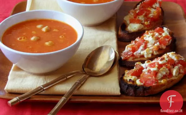 Stufato di ceci speziato con crostini di feta